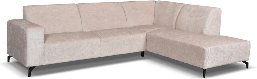 Dimehouse DeGeBe Hoekbank beige chenille stof met chaise longue rechts Manon Chenille Scandinavisch & Basic 274 x 210 x 84 cm - Foto 4
