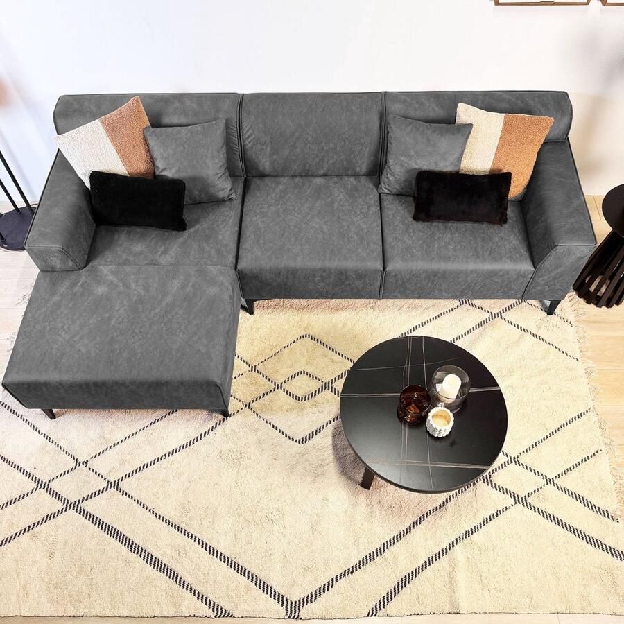 Dimehouse Hoekbank met compacte lounge antraciet microvezel Davidson links