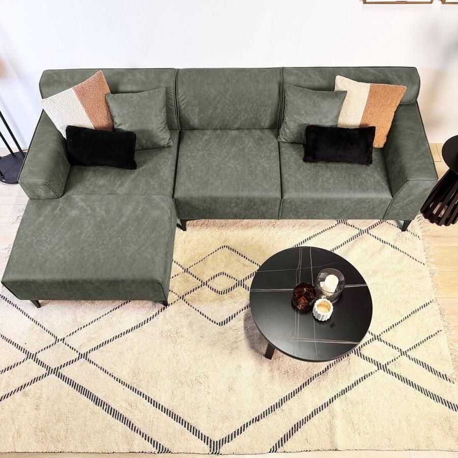 Dimehouse Hoekbank Davidson Microvezel Groen met compacte lounge Links