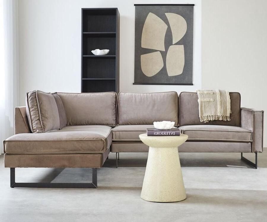 Dimehouse DeGeBe Hoekbank champagne taupe velvet losse kussens Quinn links Velvet Industrieel 247 x 195 x 84 cm - Foto 2