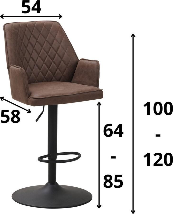 Dimehouse Industrieel Barkruk Novan Taupe In Hoogte Verstelbaar - Foto 2
