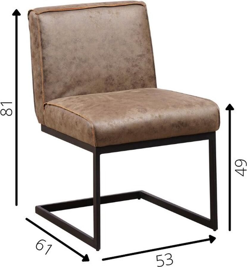 Dimehouse Industrieel Eetkamerstoel Nathan Bruin Zwart Metaal - Foto 2