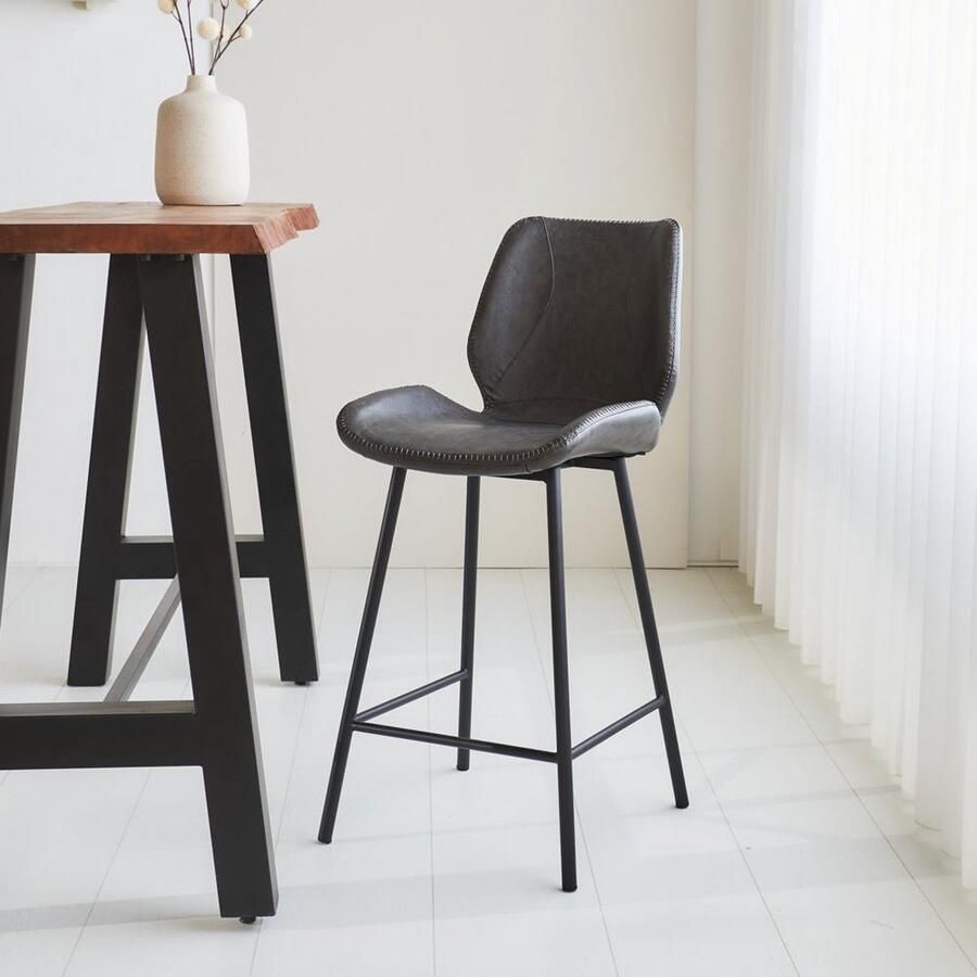 Dimehouse Industriële Barkruk Boran 67 cm Antraciet Kunstleer - Foto 2