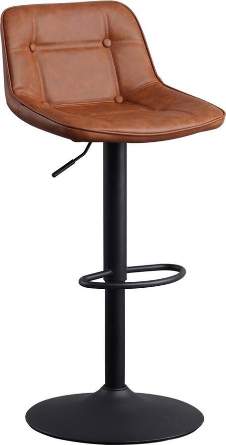 Dimehouse Industriële Barkruk Jason 59 tot 79 cm Cognac Verstelbaar