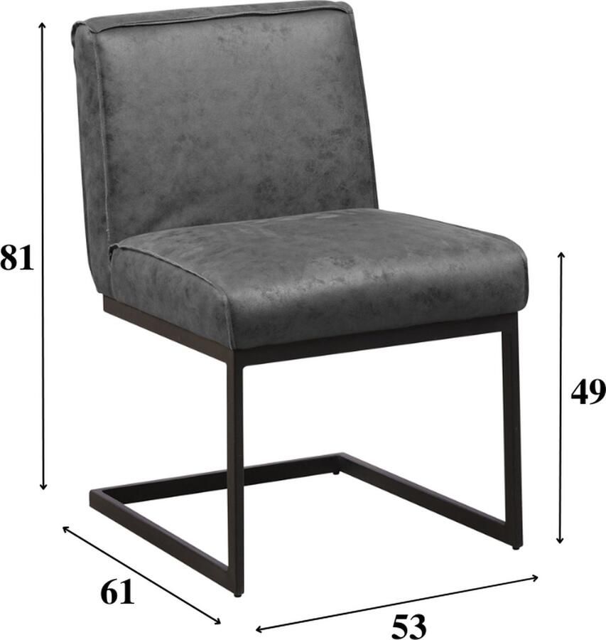 Dimehouse Industriële Eetkamerstoel Ben Antraciet Microvezel - Foto 2