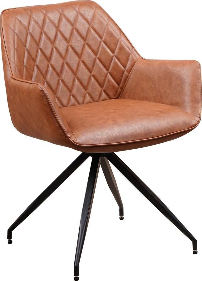 Dimehouse Industriële Eetkamerstoel Gian Kunstleer Cognac Metaal