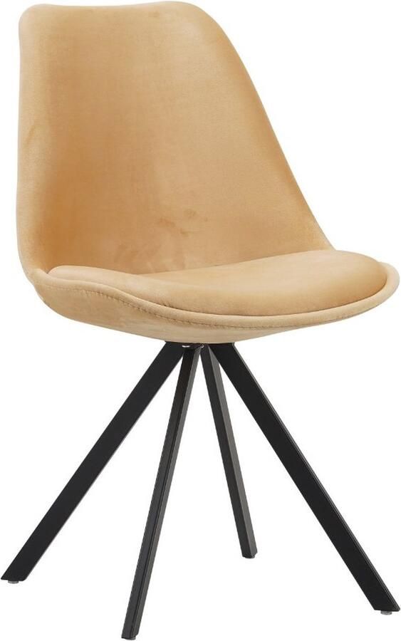 Dimehouse Industriële Eetkamerstoel Jace Velvet Champagne Metaal - Foto 2