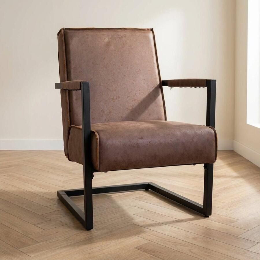 Dimehouse Industriële fauteuil taupe eco-leer Tiger Ecoleer Industrieel - Foto 2