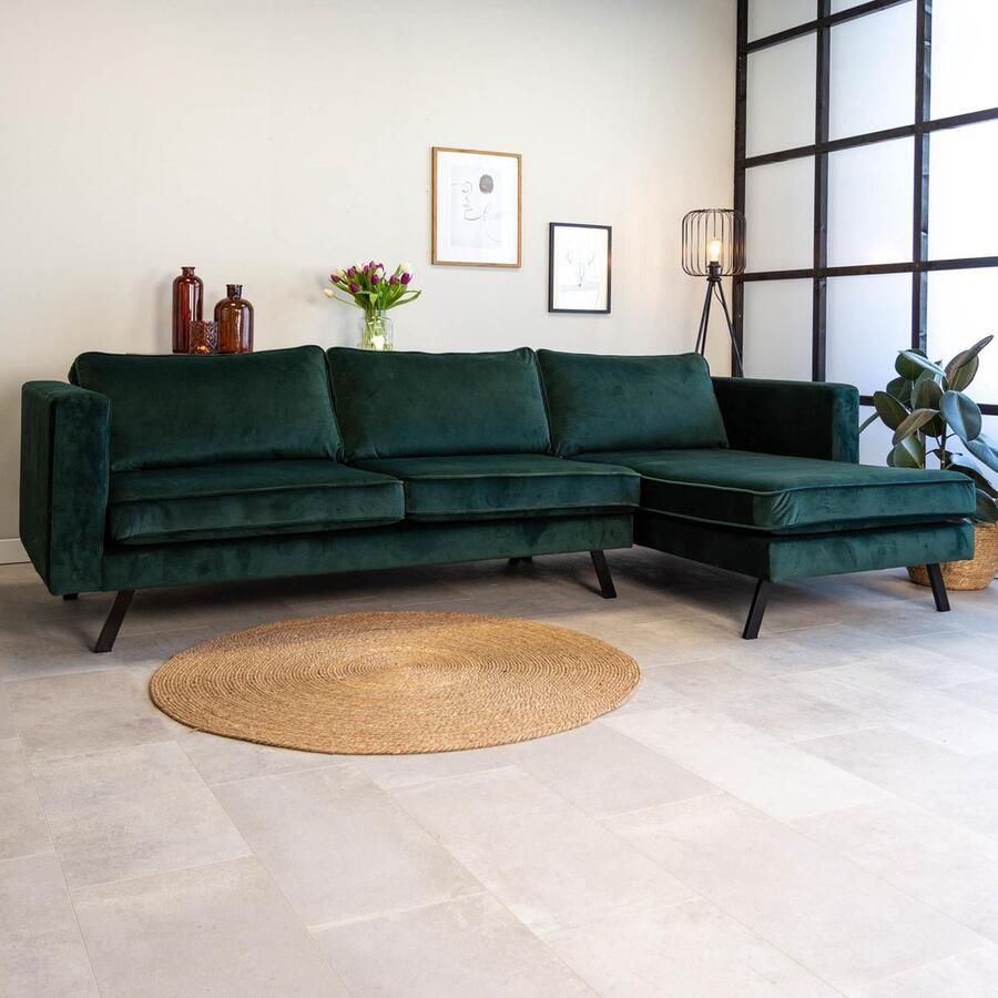 Dimehouse Industriële Hoekbank Gino Groen Velvet