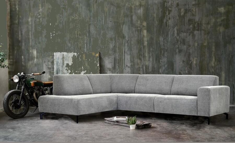 Dimehouse DeGeBe Industriële hoekbank stof grijs Verona links Stof Industrieel 256 x 188 x 82 cm - Foto 2