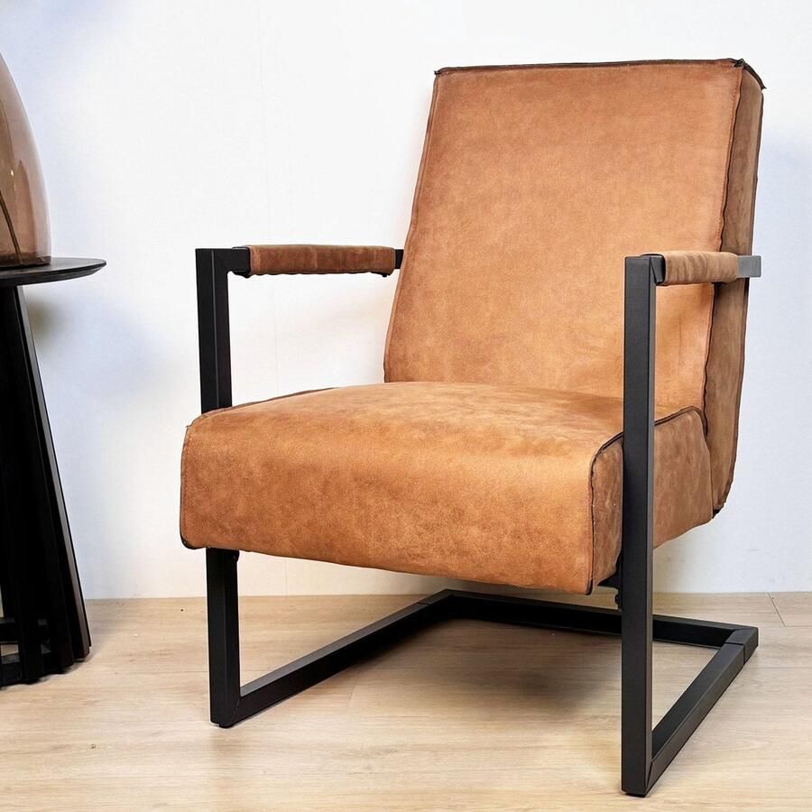 Dimehouse Industriële leren fauteuil cognac Tiger