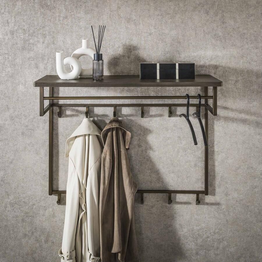 Dimehouse Kapstok Ferre 12-Haaks Met Hoedenplank Metaal Antiek Brons