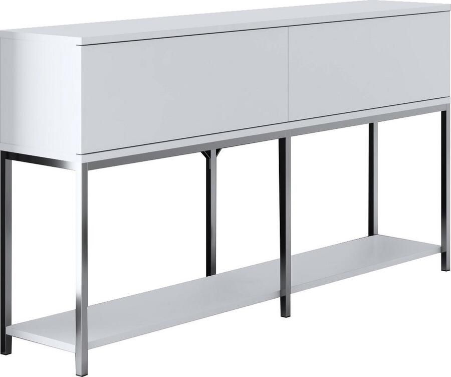 Emob Woody Fashion Console 18mm Melamine Gecoat Board Metalen Poten 150x80x30cm Wit Zilver Woonkamerkasten Wit Melamine; MDF Woonkamerkasten Op voorraad - Foto 2