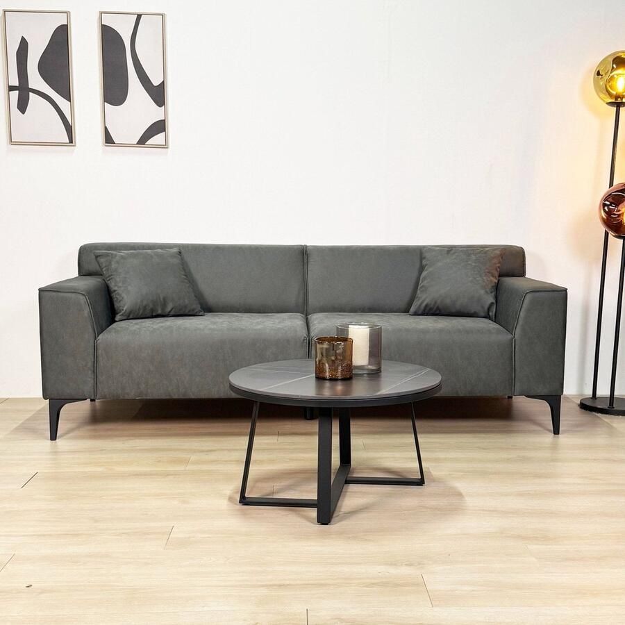 Dimehouse Lounge 3-zits bank groen microvezel stof Davidson Stof Modern 212 x 86 x 69 cm