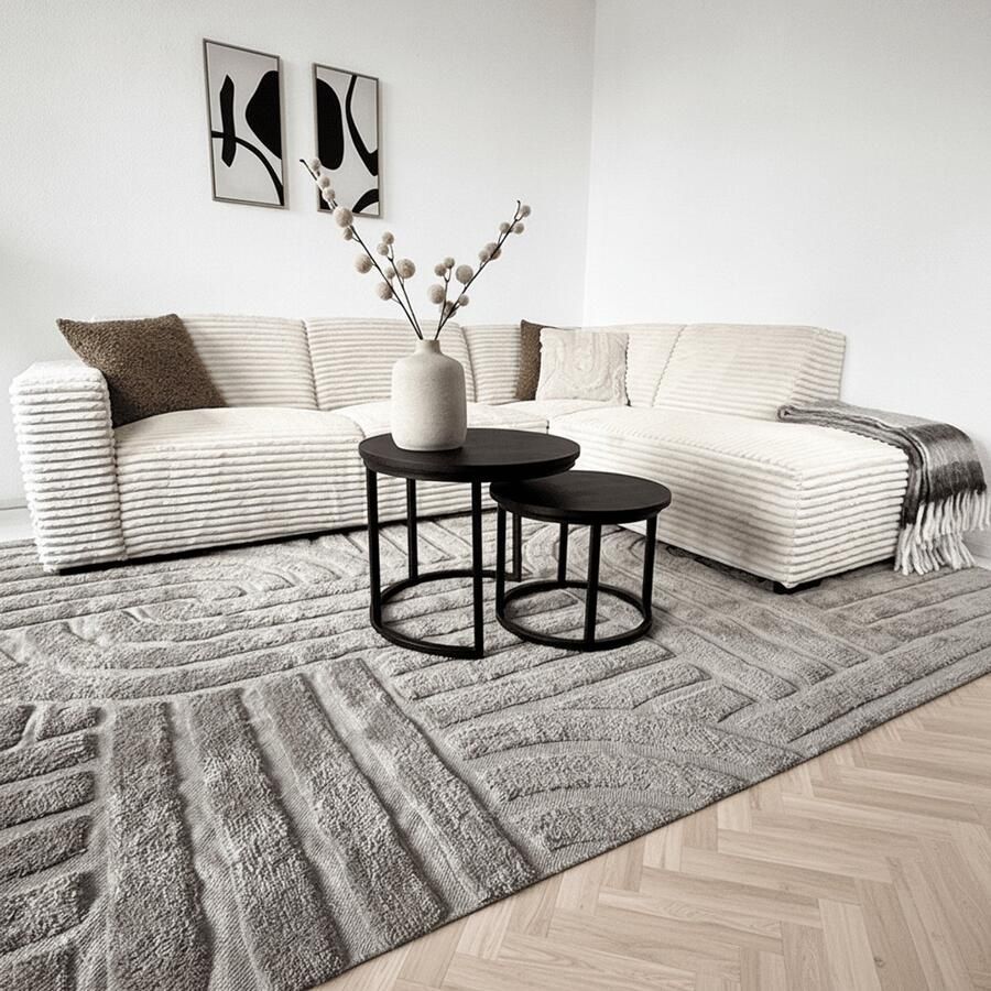 Dimehouse Lounge Hoekbank crème super zachte ribstof Gavi rechts Stof Scandinavisch & Basic 270 x 77 x 210 cm - Foto 2