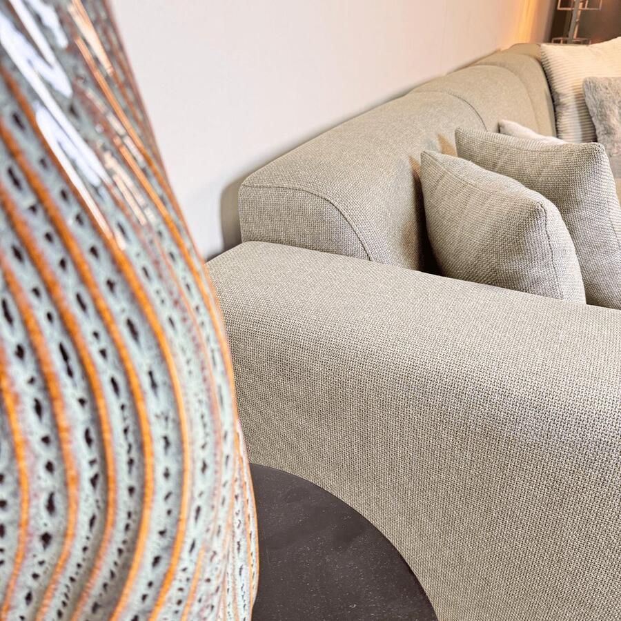 Dimehouse Lounge Hoekbank Moby Beige met compacte lounge en gerecyclede stof Rechts Stof Scandinavisch & Basic 275 x 150 x 84 cm