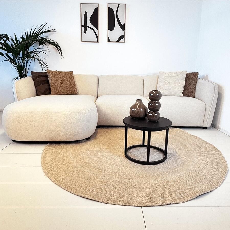 Dimehouse Lounge Hoekbank organische vorm crème bouclé Sophie links Stof Scandinavisch & Basic 279 x 150 x 75 cm - Foto 2