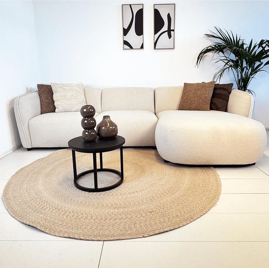 Dimehouse Lounge Hoekbank organische vorm crème bouclé Sophie rechts Stof Scandinavisch & Basic 279 x 150 x 75 cm - Foto 2
