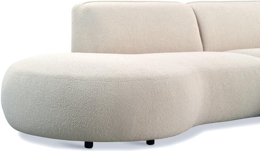 Dimehouse Lounge Hoekbank Sophie Bouclé Crème volledig organisch Rechts Stof Scandinavisch & Basic 276 x 150 x 75 cm