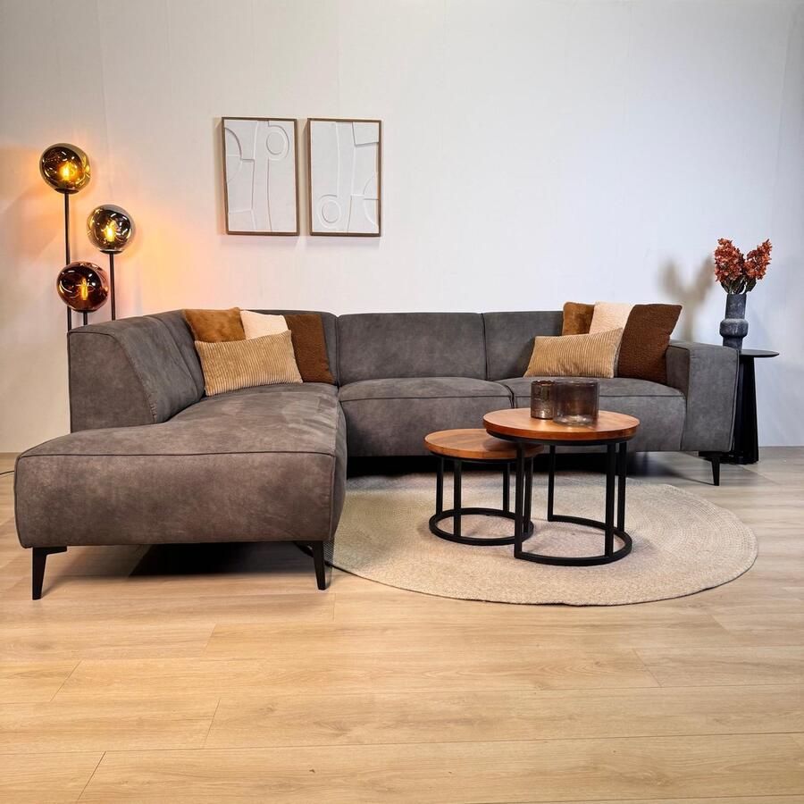 Dimehouse Lounge Industriële hoekbank antraciet eco-leer Brisbane links Ecoleer Industrieel 270 x 210 x 77 cm - Foto 2
