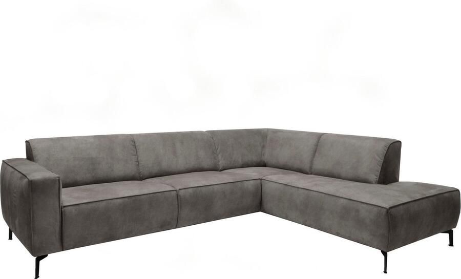 Dimehouse Lounge Industriële hoekbank antraciet eco-leer Brisbane rechts Ecoleer Industrieel 270 x 210 x 77 cm - Foto 2