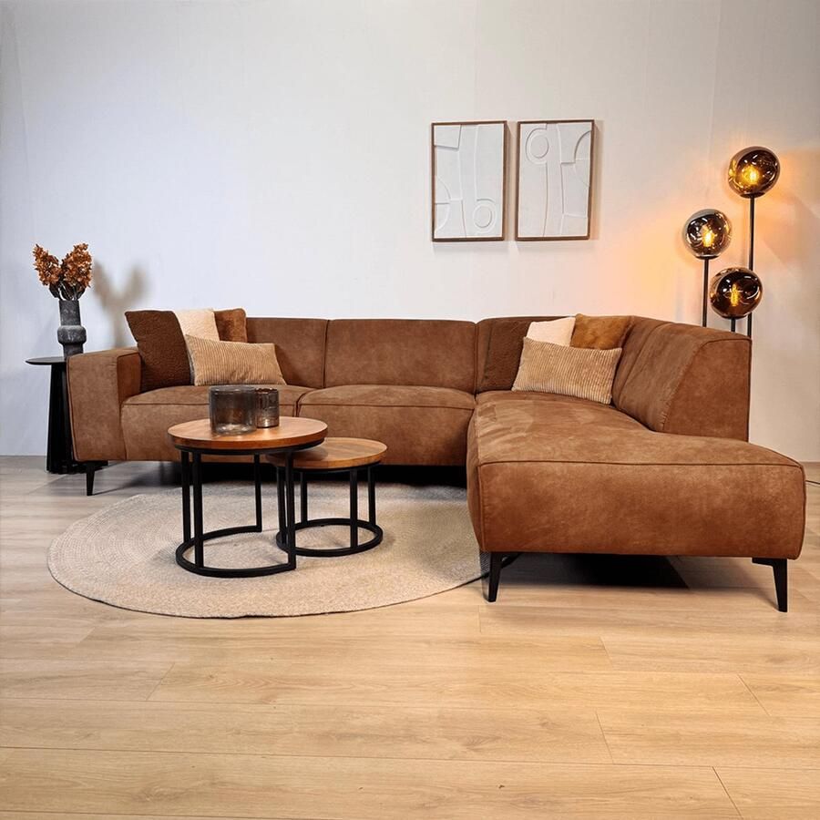 Dimehouse Lounge Industriële hoekbank cognac eco-leer Brisbane rechts Ecoleer Industrieel 275 x 210 x 77 cm - Foto 3