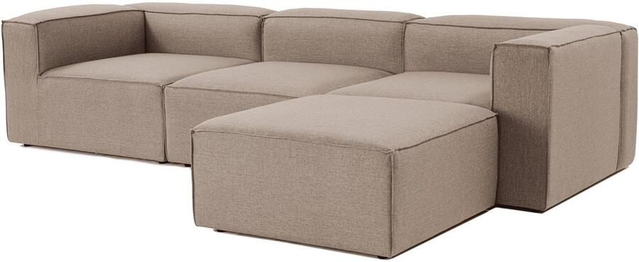 Dimehouse Lounge Modulaire hoekbank Fora met losse hocker in linnen stof bruin Linnen Modern 297 x 66 x 190 cm - Foto 2