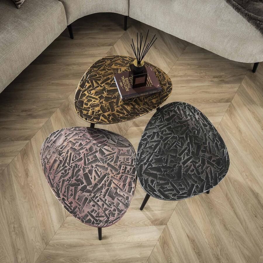 Dimehouse Marlo Salontafel set 3 Driehoekig koper patina