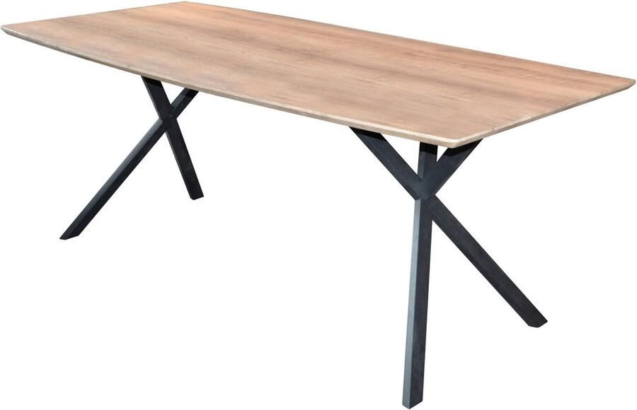 Dimehouse Ovale eettafel Hanna eikenlook 190x90 cm 190 x 90 x 76 cm Eikenhout Industrieel Ovaal