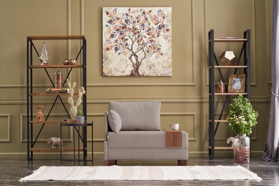 Dimehouse Risa Home Fauteuil Links Fly Beige Katoen Modern 100 x 80 x 75 cm