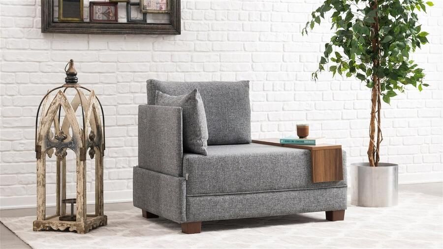 Dimehouse Risa Home Fauteuil Links Fly Grijs Stof Modern 100 x 80 x 75 cm