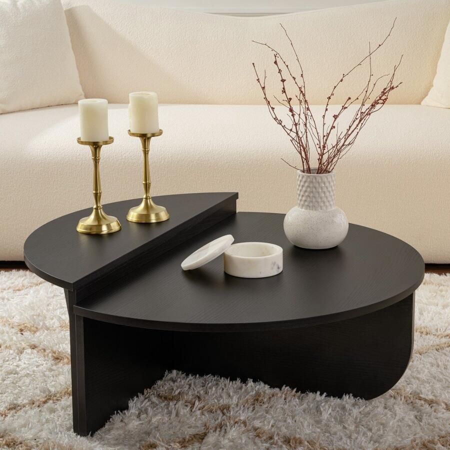 Dimehouse Ronde Salontafel Zwart Getrapt Melamine 85 cm Orin