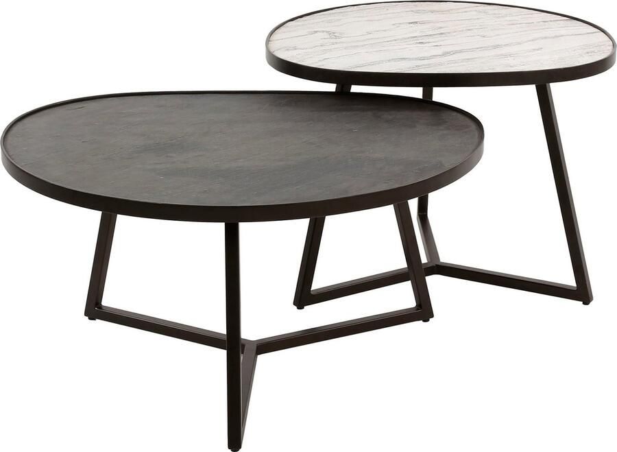 Dimehouse DH Interior Salontafel Set van 2 Logan Leisteen 60 x 55 x 45 cm Steen Modern Organisch - Foto 2