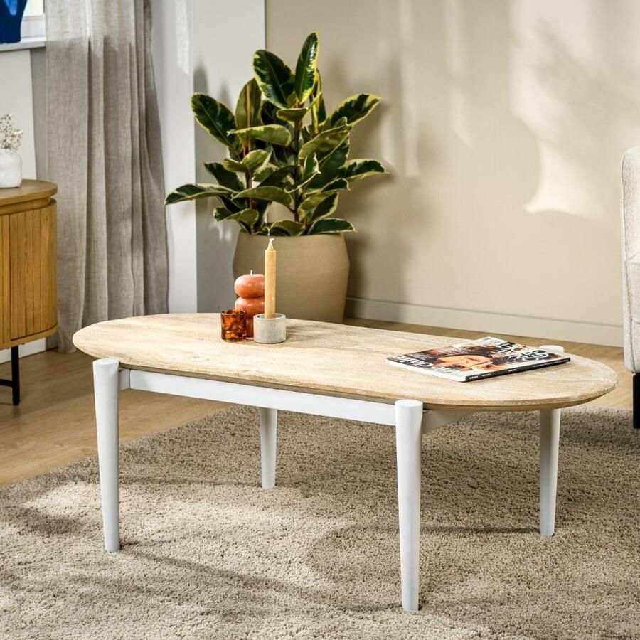 Dimehouse Scandinavische Salontafel Kylie Ovaal Mangohout 120x60 cm 120 x 60 x 40 Hout Scandinavisch & Basic Ovaal