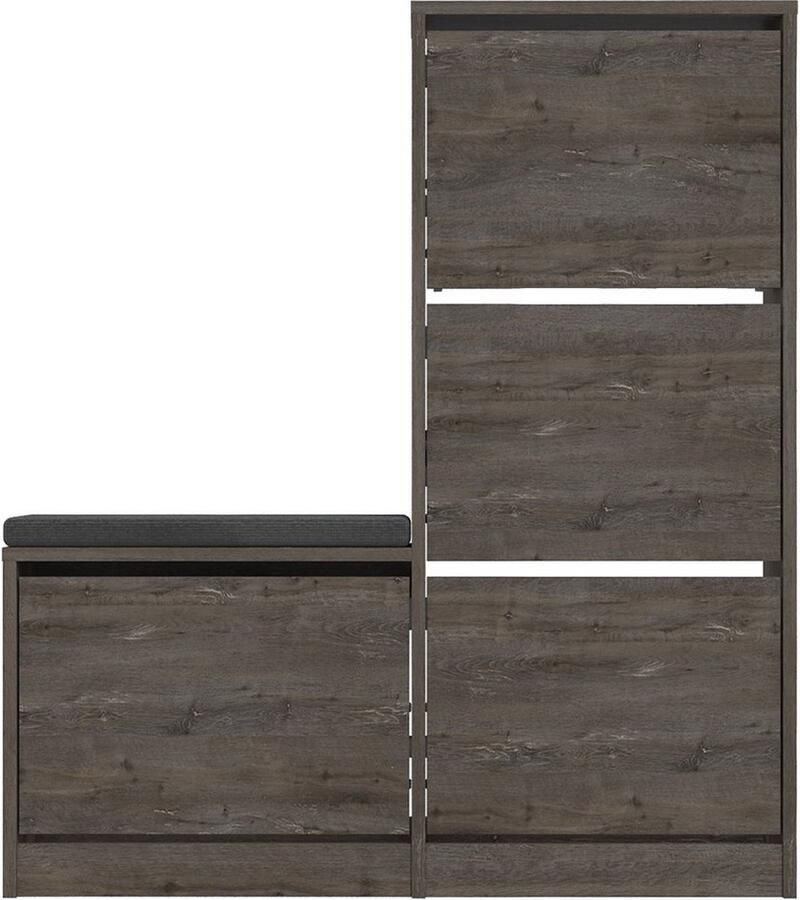 Dimehouse Schoenenkast Dude Donkerbruin Melamine 105x118 5x26 cm