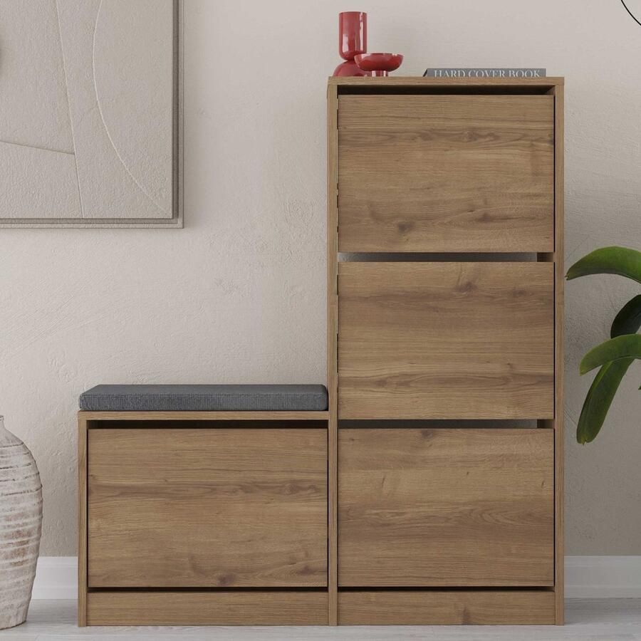 Emob Woody Modieus Schoenenkastje Melamine Gecoat Hitit Schoenenkasten Bruin Melamine; Spaanplaat Schoenenkasten Op voorraad