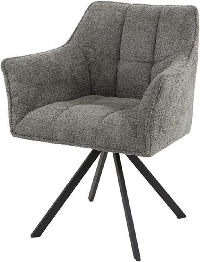 Dimehouse Set van 2 Draaibare Eetkamerstoelen Bouclé Suze Met Armleuningen Beige