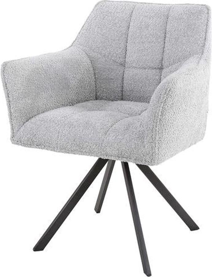 Dimehouse Set van 2 Draaibare Eetkamerstoelen Bouclé Suze Met Armleuningen Taupe