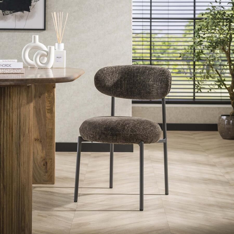 Dimehouse Set van 2 eetkamerstoelen Aero Stof Bruin