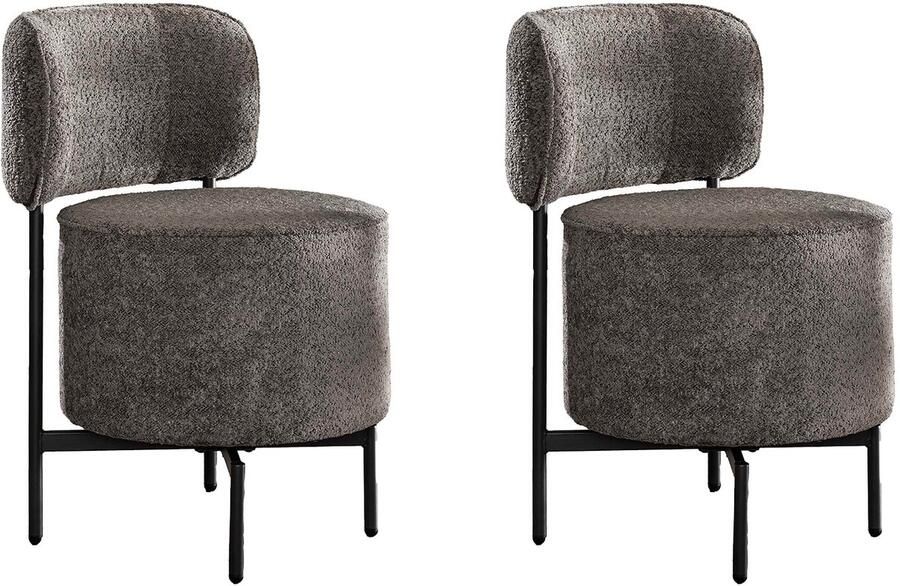 Dimehouse Set van 2 eetkamerstoelen Dante bouclé grijs draaibaar