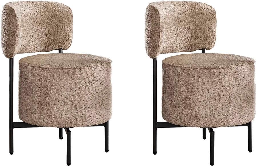 Dimehouse Set van 2 eetkamerstoelen Dante Bouclé zand draaibaar