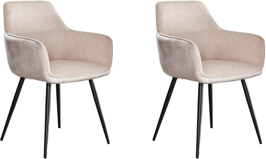 Dimehouse Set van 2 eetkamerstoelen Rivo Rib Rock Ivoor