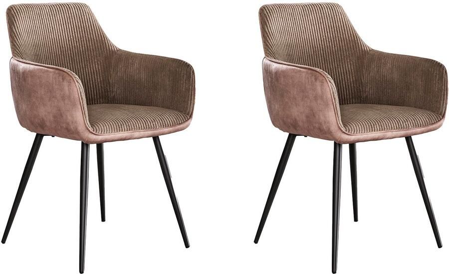 Dimehouse Set van 2 eetkamerstoelen Rivo Rib Rock Zand
