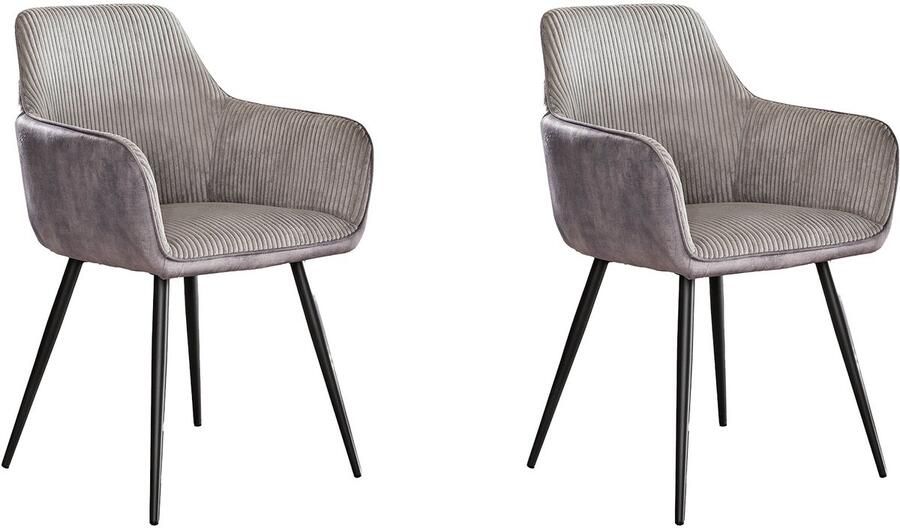 Dimehouse Set van 2 eetkamerstoelen Rivo Rib Rock Zilver