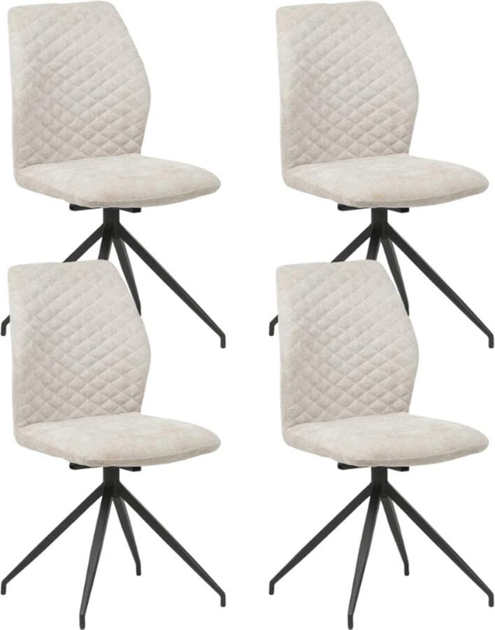 Dimehouse Set van 4 Draaibare Eetkamerstoelen Lichtgrijs Charly Chenille Stof Scandinavisch Industrieel
