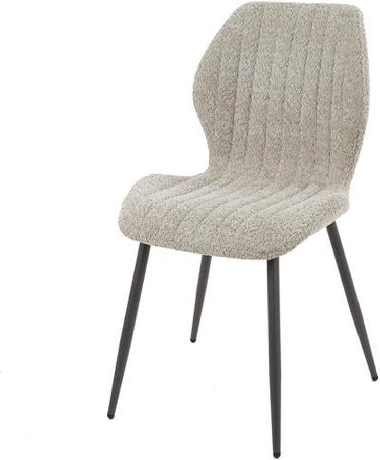Dimehouse Set van 4 Eetkamerstoelen Bouclé Chantal Met Armleuningen Grijs