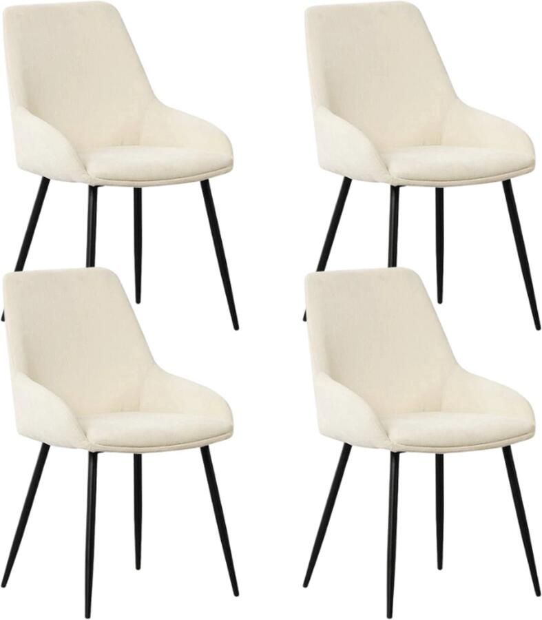 Dimehouse Set van 4 Eetkamerstoelen Elle crème Stof Industrieel