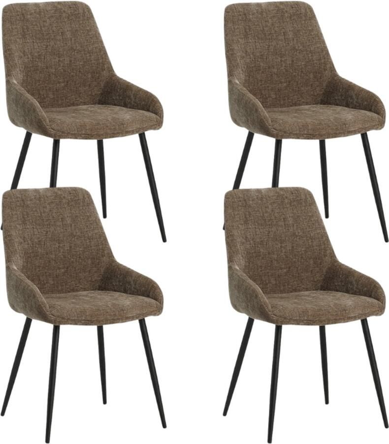 Dimehouse Set van 4 Eetkamerstoelen Elle taupe Stof Industrieel