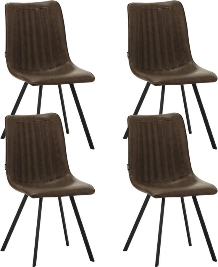 Dimehouse Set van 4 Eetkamerstoelen Jimmy PU-kunstleer taupe Kunstleer Industrieel