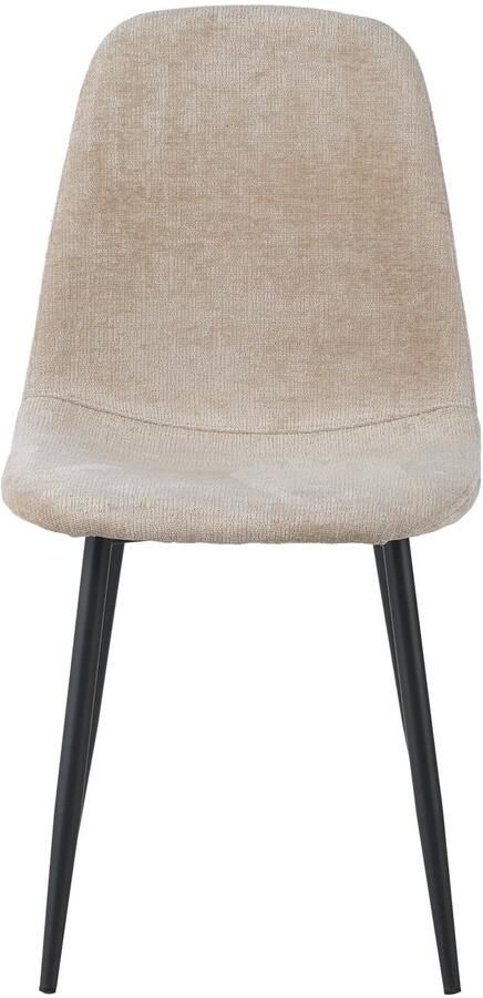 Dimehouse DH Interior Set van 4 Scandinavische Eetkamerstoelen Beige Chenille Stof Swift Zonder Armleuningen Chenille Scandinavisch & Basic